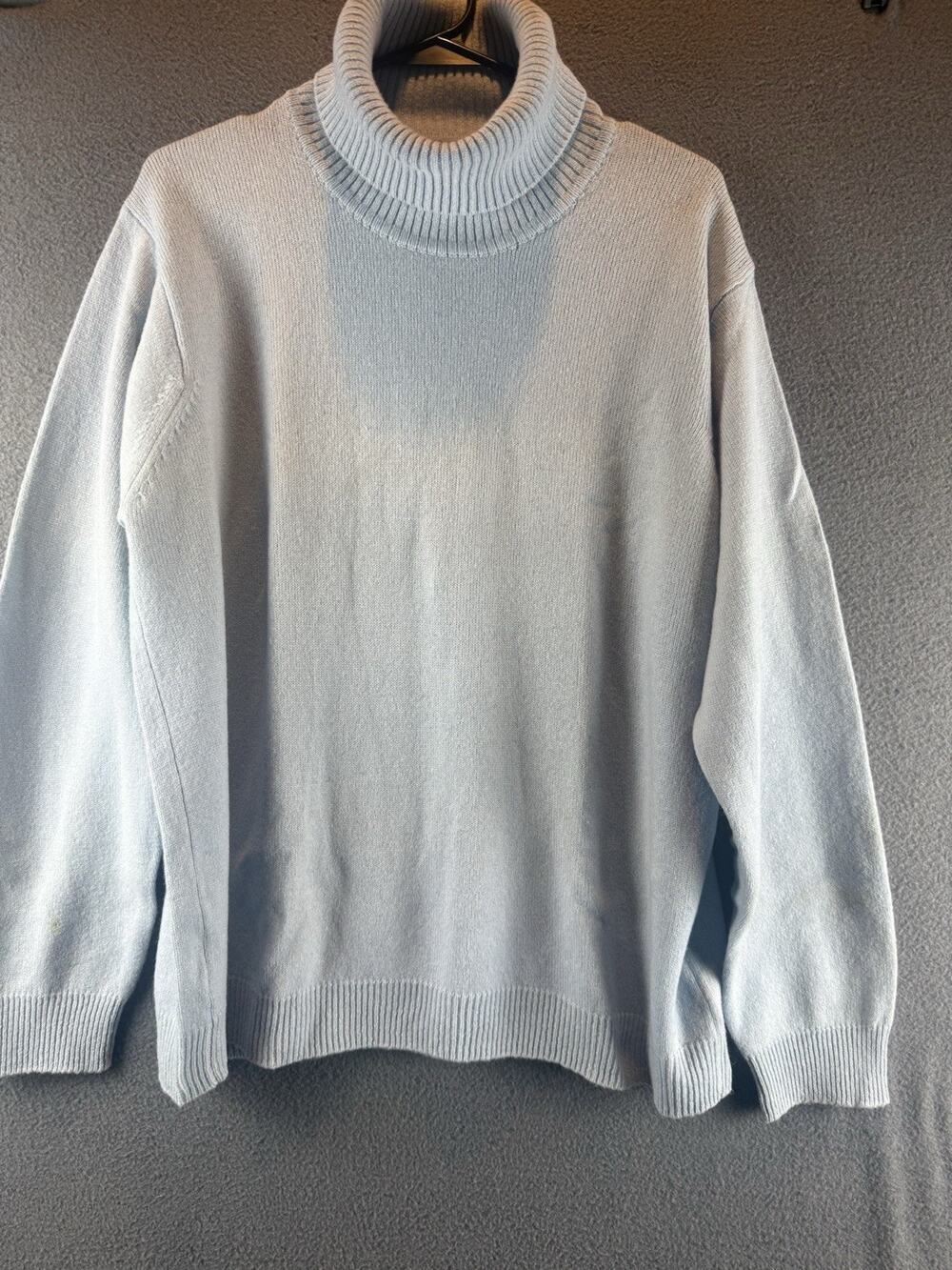 Woolovers 100% Pure New Woo Sweater Womens L Icy Blue Turtleneck Classic Coastal